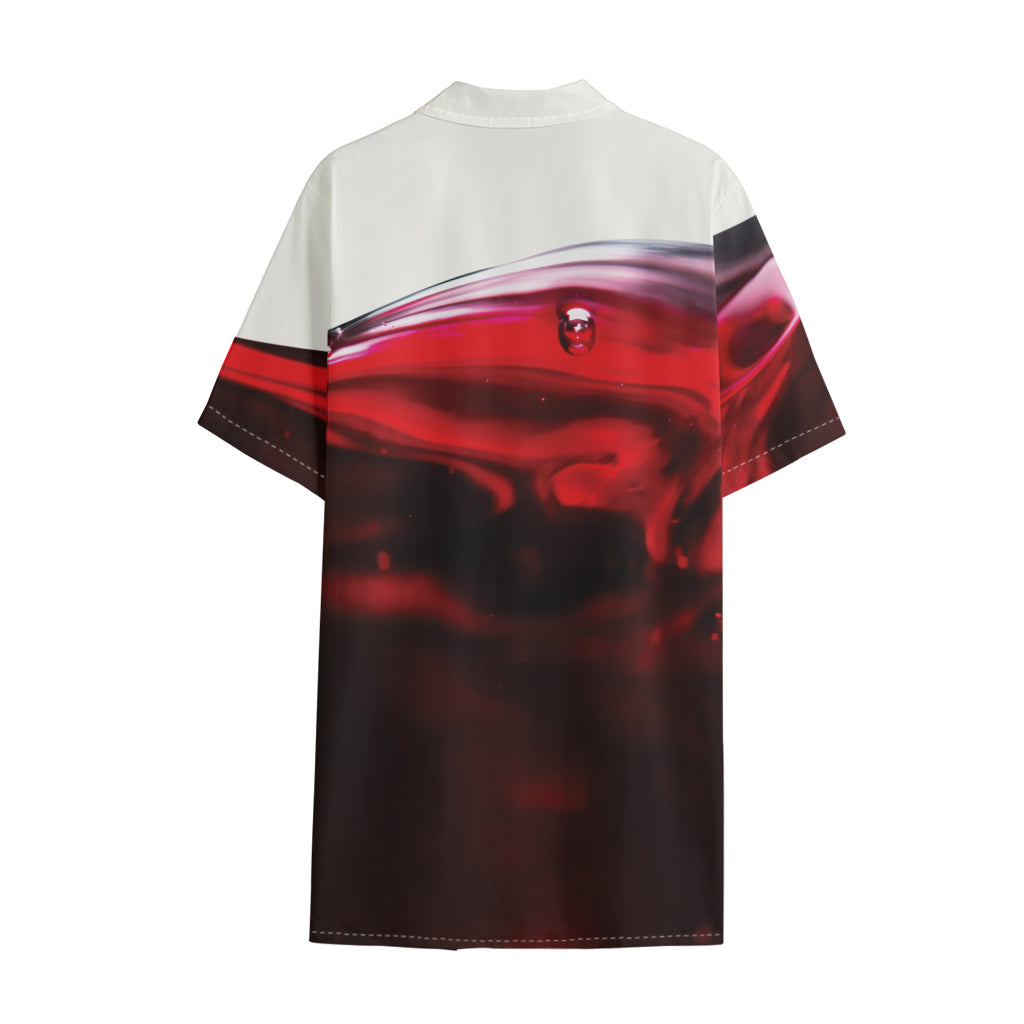Red Wine Print Cotton Hawaiian Shirt