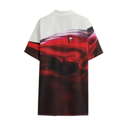 Red Wine Print Cotton Hawaiian Shirt
