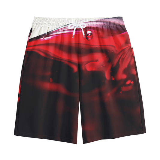 Red Wine Print Cotton Shorts