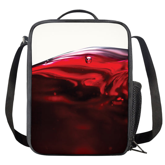 Red Wine Print Crossbody Lunch Bag