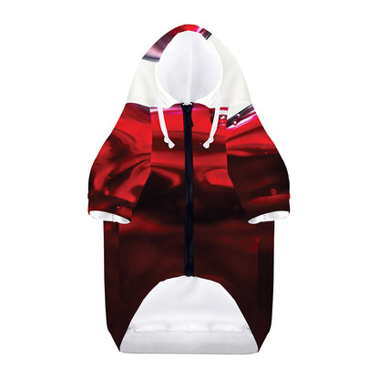 Red Wine Print Dog Zip Up Hoodie
