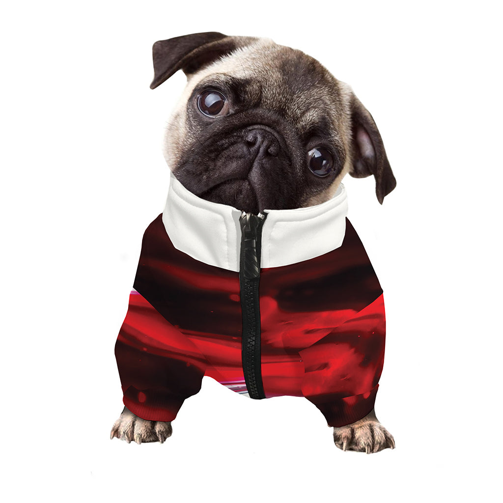 Red Wine Print Dog Zip Up Jacket