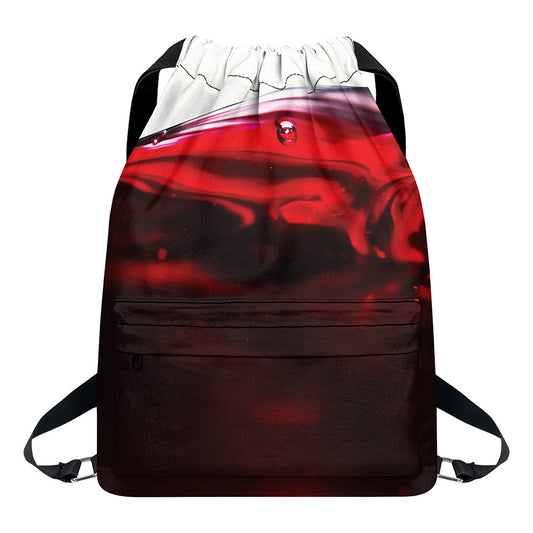 Red Wine Print Drawstring Backpack