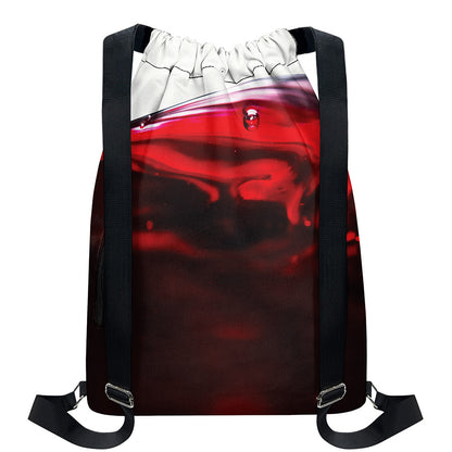 Red Wine Print Drawstring Backpack