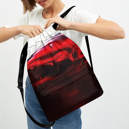 Red Wine Print Drawstring Backpack