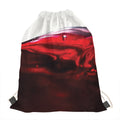 Red Wine Print Drawstring Bag