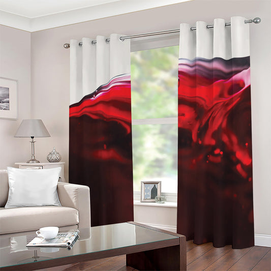 Red Wine Print Extra Wide Grommet Curtains