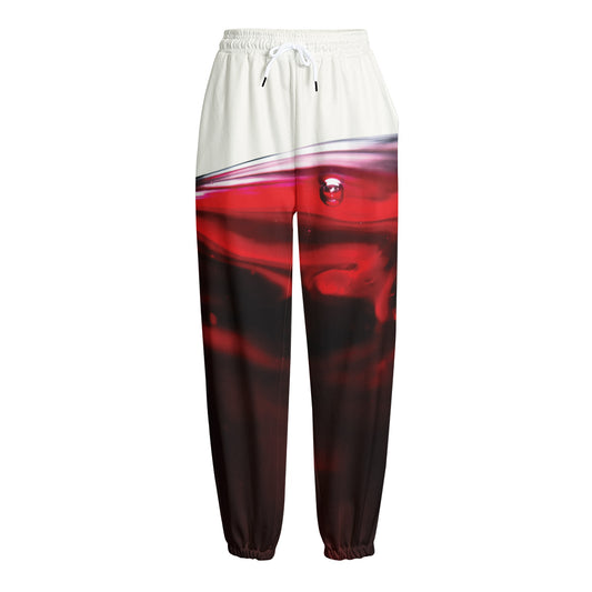 Red Wine Print Fleece Lined Knit Pants