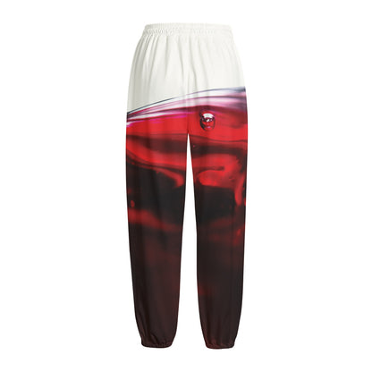 Red Wine Print Fleece Lined Knit Pants