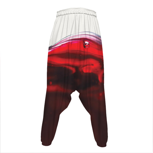 Red Wine Print Hammer Pants