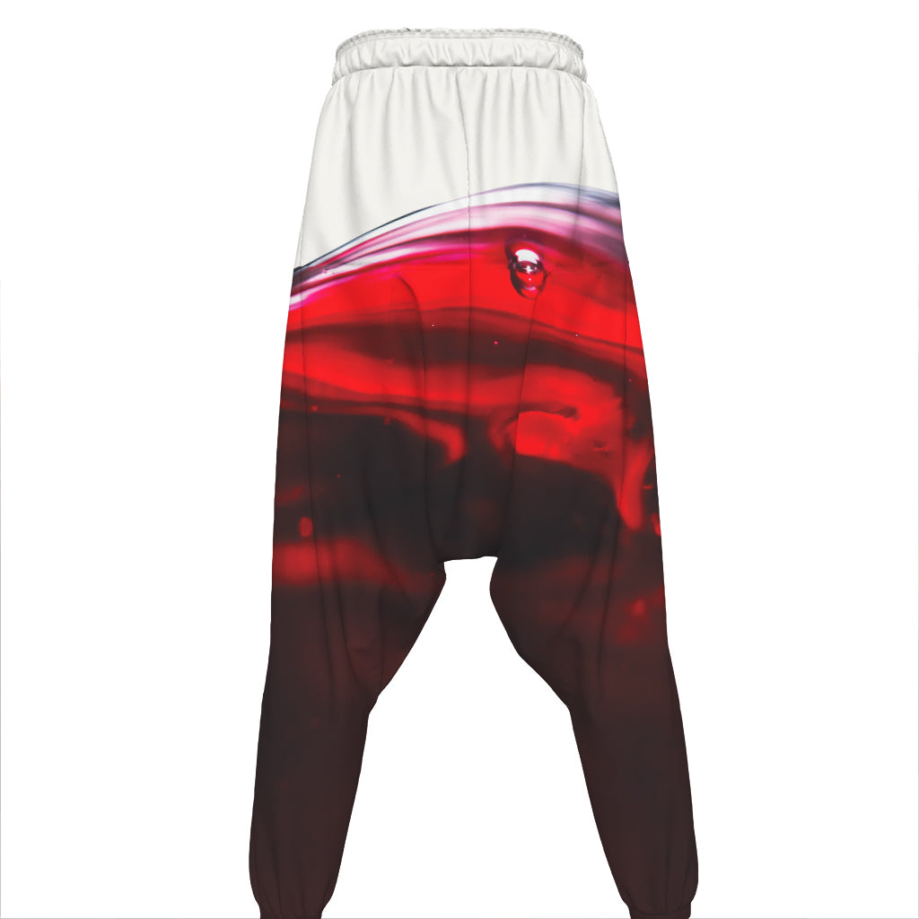 Red Wine Print Hammer Pants