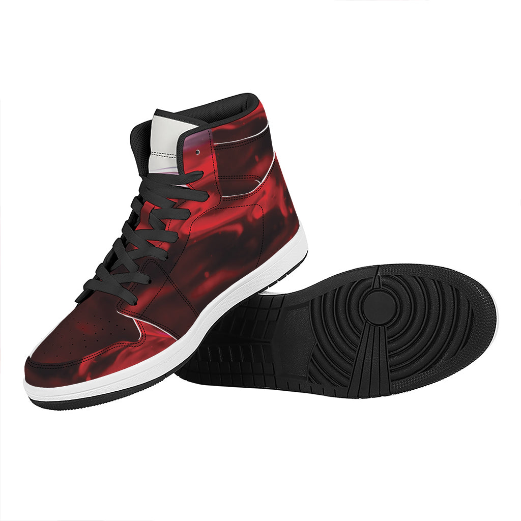 Red Wine Print High Top Leather Sneakers
