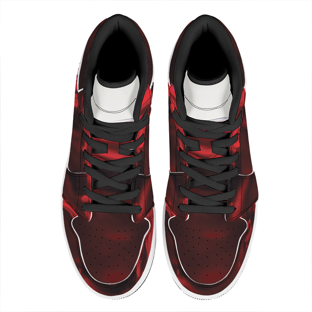 Red Wine Print High Top Leather Sneakers