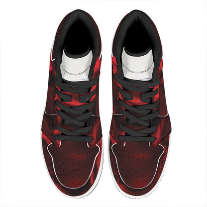 Red Wine Print High Top Leather Sneakers