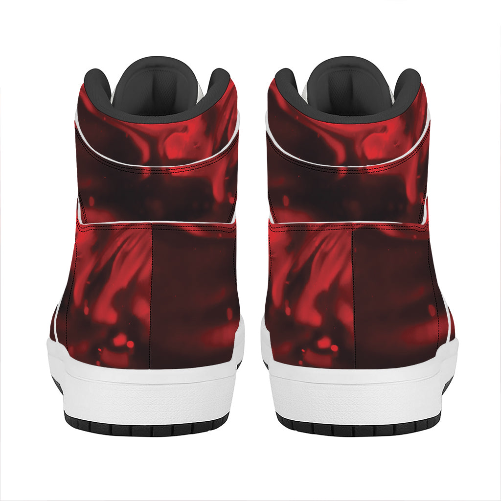 Red Wine Print High Top Leather Sneakers