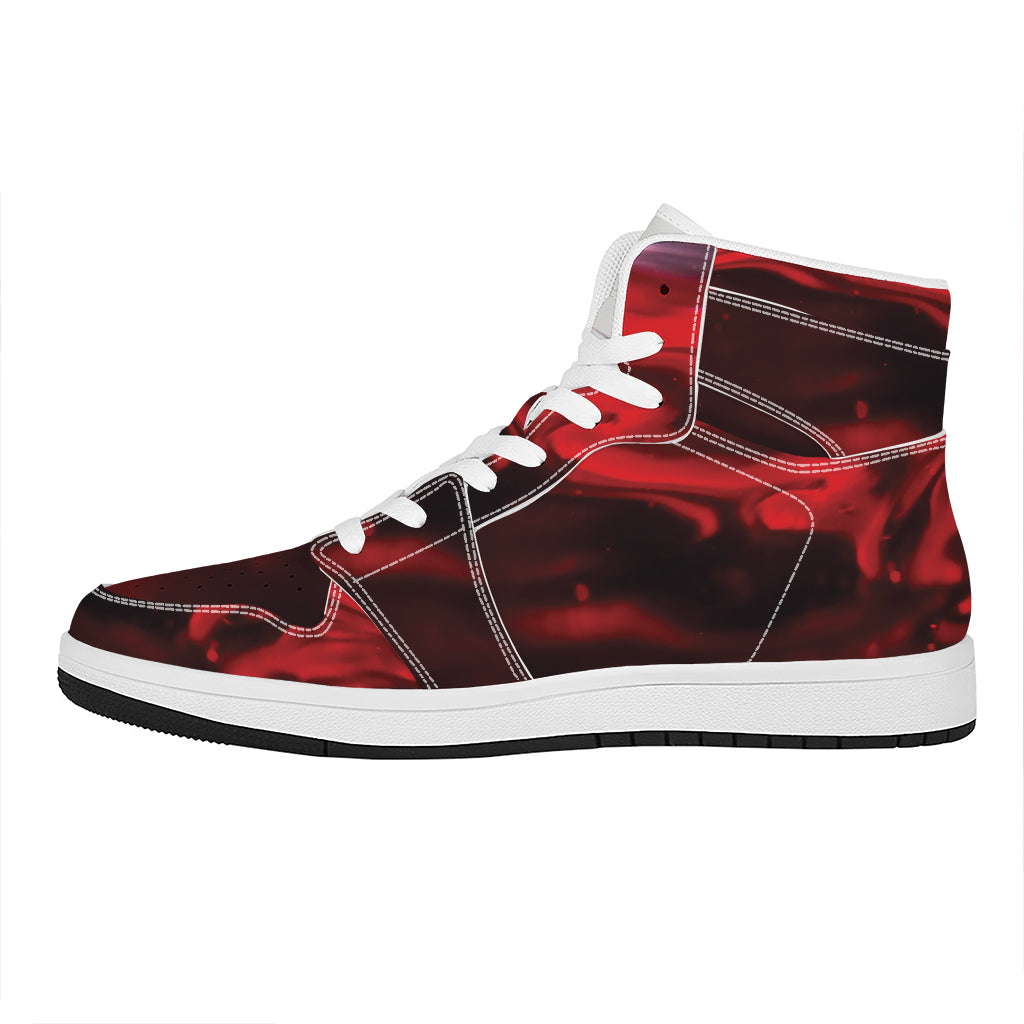 Red Wine Print High Top Leather Sneakers