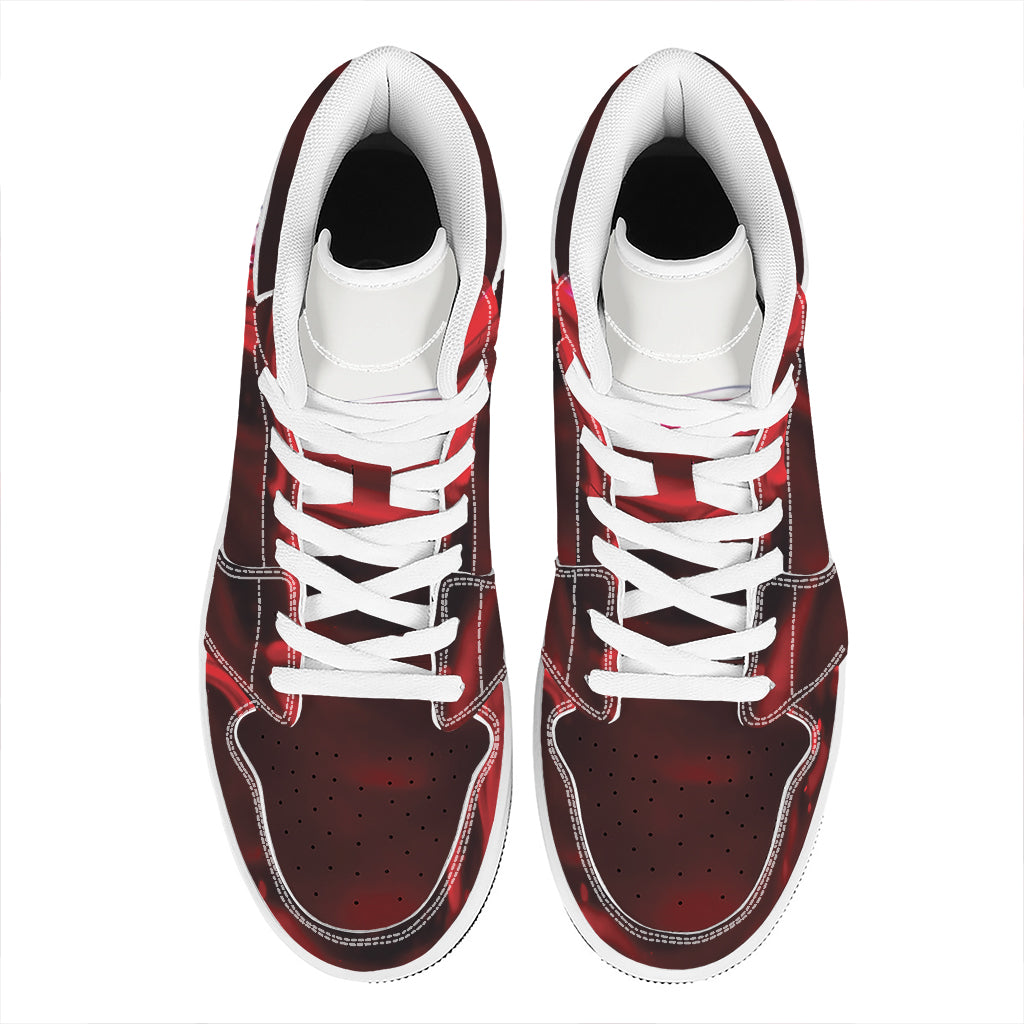 Red Wine Print High Top Leather Sneakers