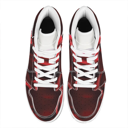 Red Wine Print High Top Leather Sneakers