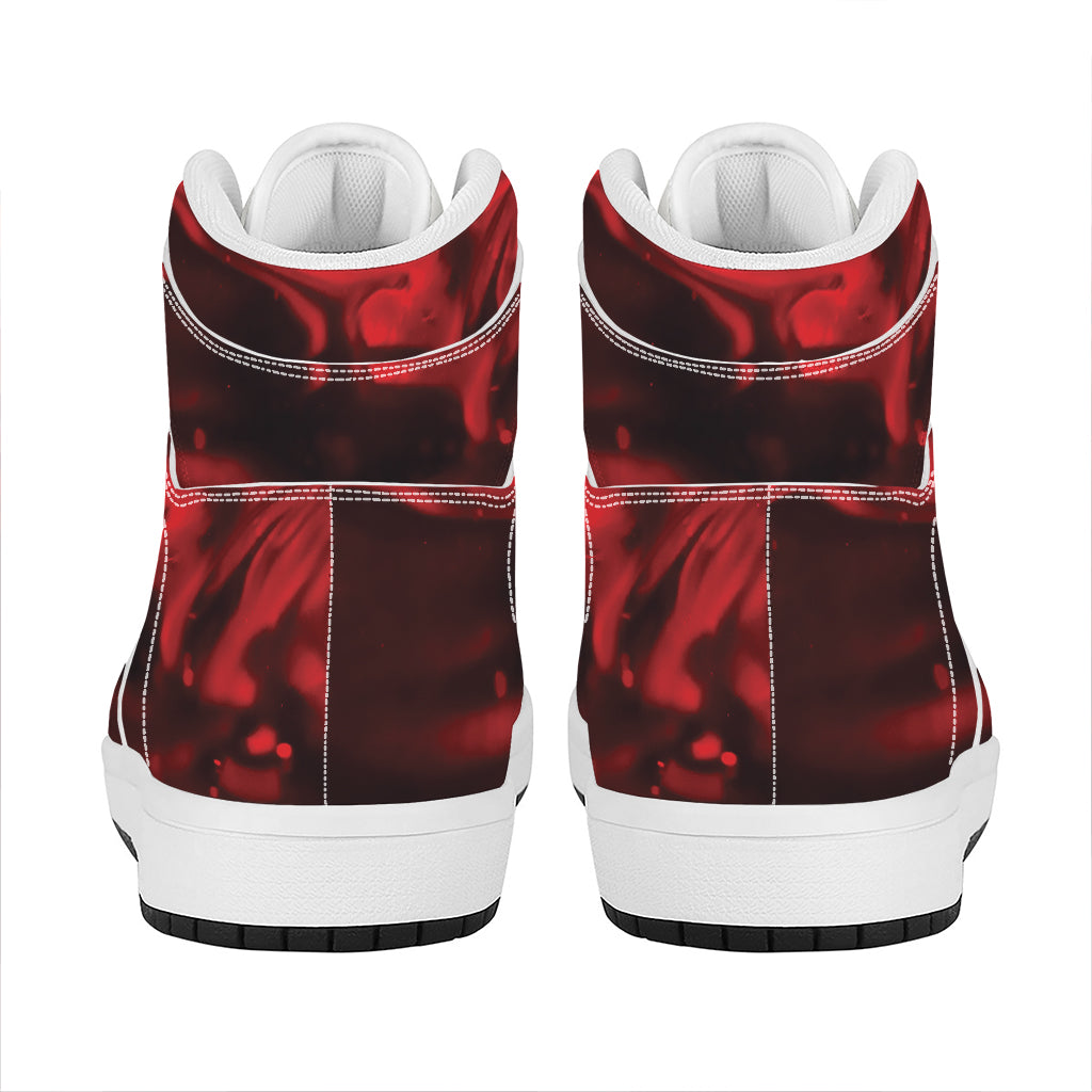 Red Wine Print High Top Leather Sneakers