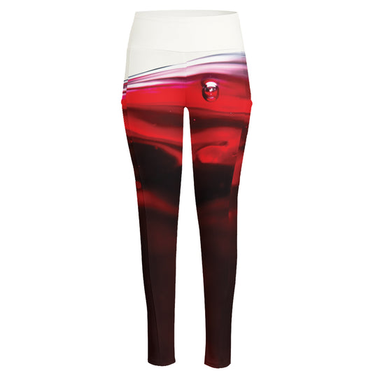 Red Wine Print High-Waisted Pocket Leggings
