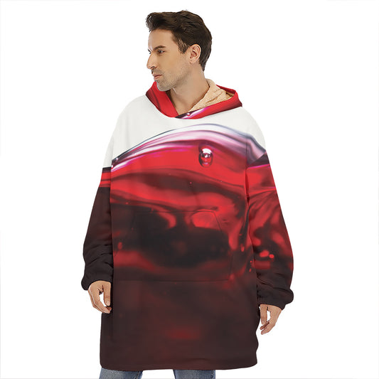Red Wine Print Hoodie Blanket