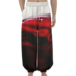 Red Wine Print Lantern Pants