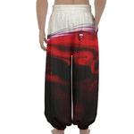Red Wine Print Lantern Pants