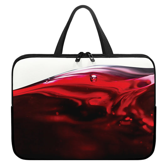 Red Wine Print Laptop Sleeve With Handle