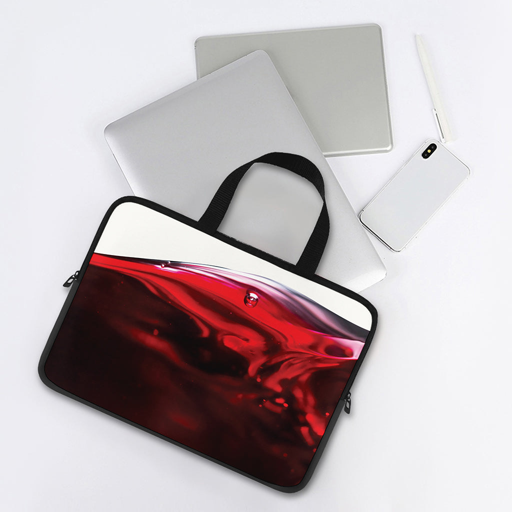 Red Wine Print Laptop Sleeve With Handle