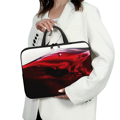 Red Wine Print Laptop Sleeve With Handle