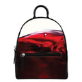 Red Wine Print Leather Backpack