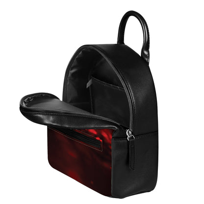 Red Wine Print Leather Backpack