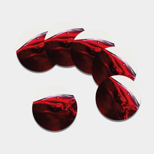 Red Wine Print Leather Coaster Set