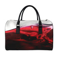 Red Wine Print Leather Duffel Bag