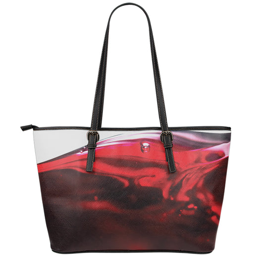 Red Wine Print Leather Tote Bag