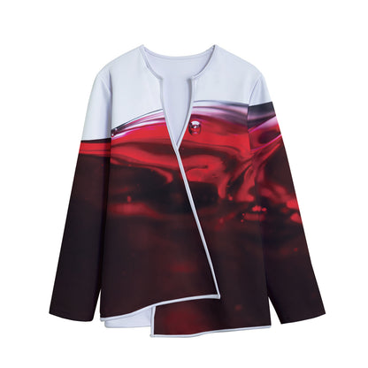 Red Wine Print Long Sleeve Short Coat