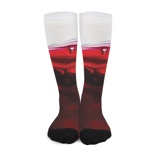Red Wine Print Long Socks