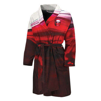 Red Wine Print Men's Bathrobe