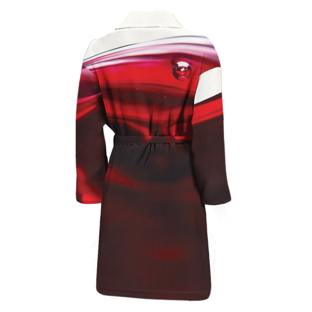 Red Wine Print Men's Bathrobe