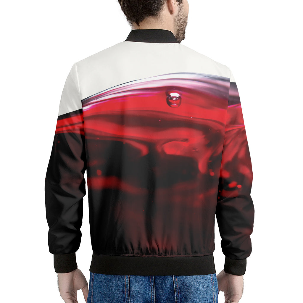 Red Wine Print Men's Bomber Jacket