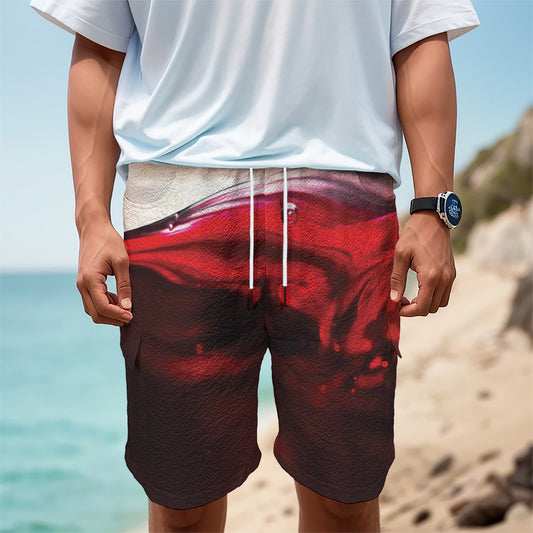 Red Wine Print Men's Cargo Shorts