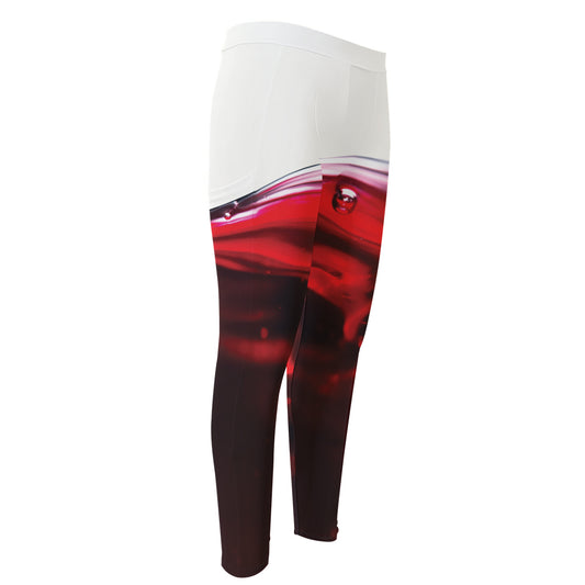 Red Wine Print Men's Compression Pants