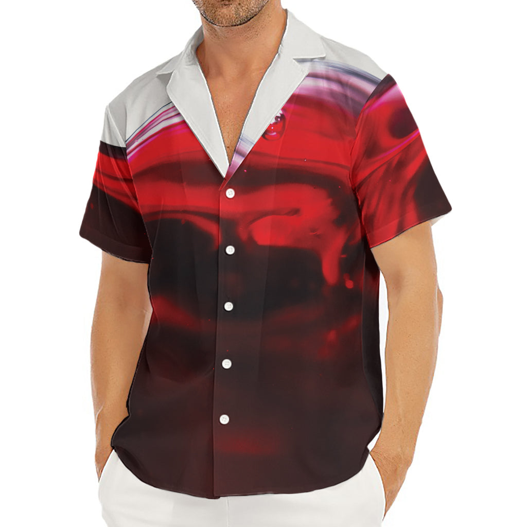 Red Wine Print Men's Deep V-Neck Shirt