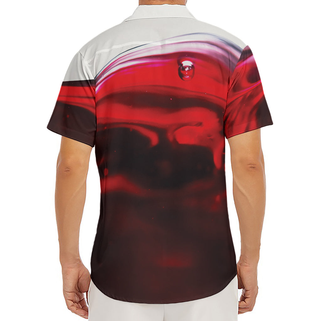 Red Wine Print Men's Deep V-Neck Shirt