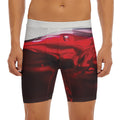 Red Wine Print Men's Long Boxer Briefs
