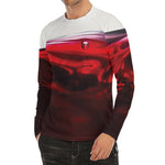 Red Wine Print Men's Long Sleeve Rash Guard