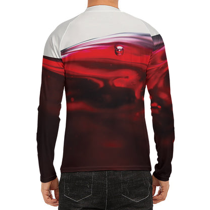 Red Wine Print Men's Long Sleeve Rash Guard