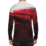Red Wine Print Men's Long Sleeve Rash Guard