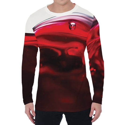 Red Wine Print Men's Long Sleeve T-Shirt