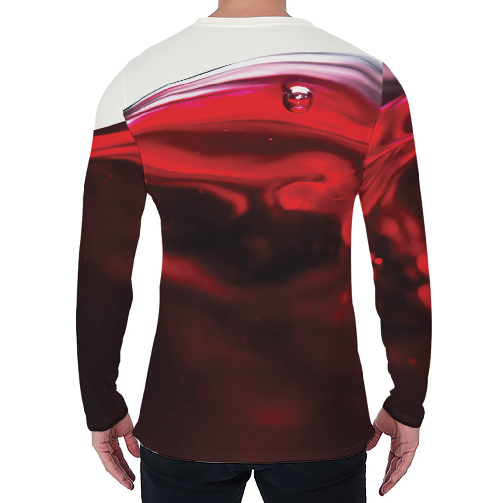 Red Wine Print Men's Long Sleeve T-Shirt